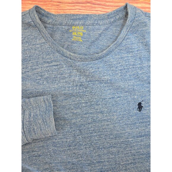 Polo Ralph Lauren Mens Blue Heather Long Sleeve T-Shirt XL 100% Cotton - Picture 4 of 8